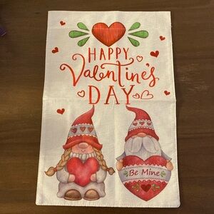 Happy Valentine’s Day Love Gnome Be Mine Hearts Garden Flag (18.75” x 12.5”)